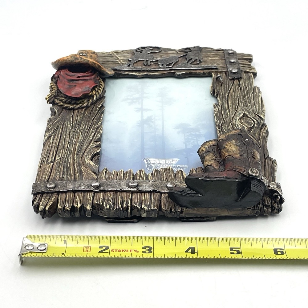 Legends Gifts Cowboy Western Photo Frame Boots Hat Rodeo Rustic Holds 5x3.5 - Picture 7 of 16